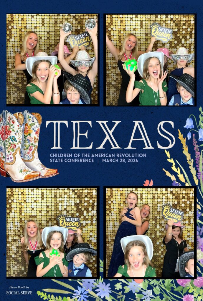 Texas Children of the American Revolution State Conference kids in community event photo booth